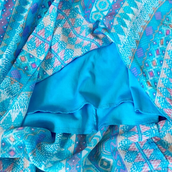 Zunie Geometric Blue Assymetric Summer Dress Girls 10 - Picture 6 of 8